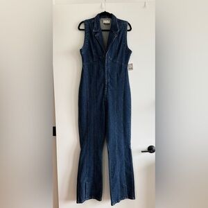 Free People Dark Blue Denim Jumpsuit